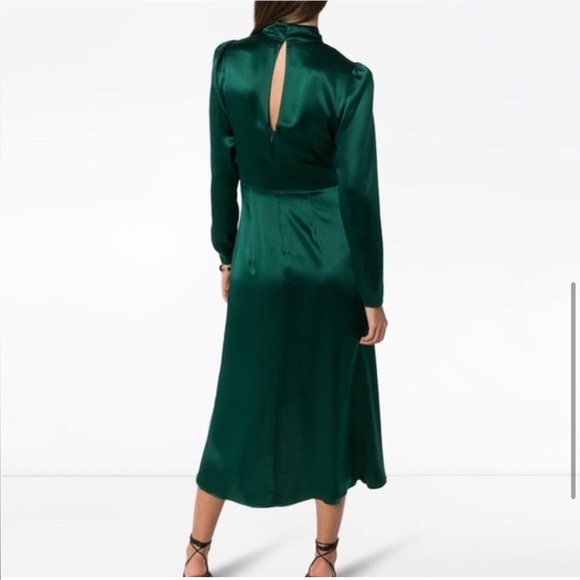 Reformation Carmelina 100% Silk Midi Dress in Emerald Green - Size 2 - Picture 3 of 9
